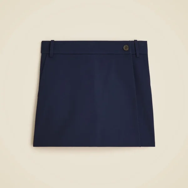 Wrap-front skort in bi-stretch cotton blend