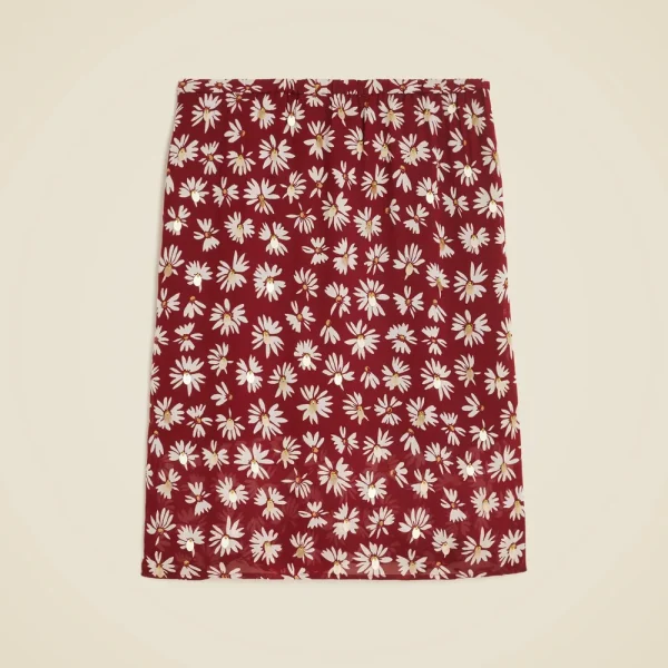 Collection Gwen knee-length layered slip skirt in embellished daisy chiffon