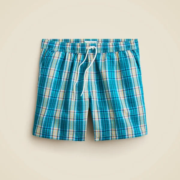 6″ swim trunk in seersucker plaid