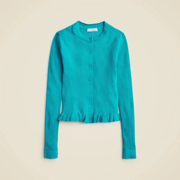 Ruffle-trim cotton gauze cardigan