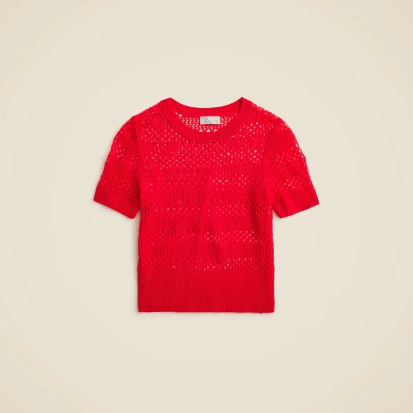 Cashmere pointelle short-sleeve T-shirt