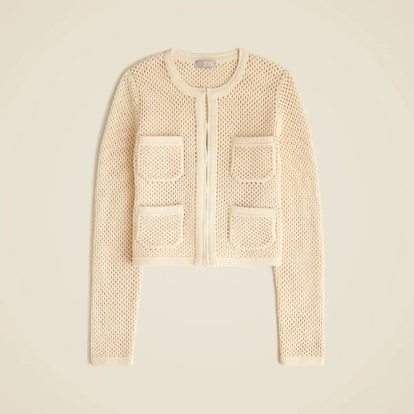 Open pointelle-stitch cardigan