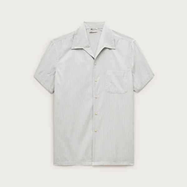Short-sleeve cotton poplin camp-collar shirt