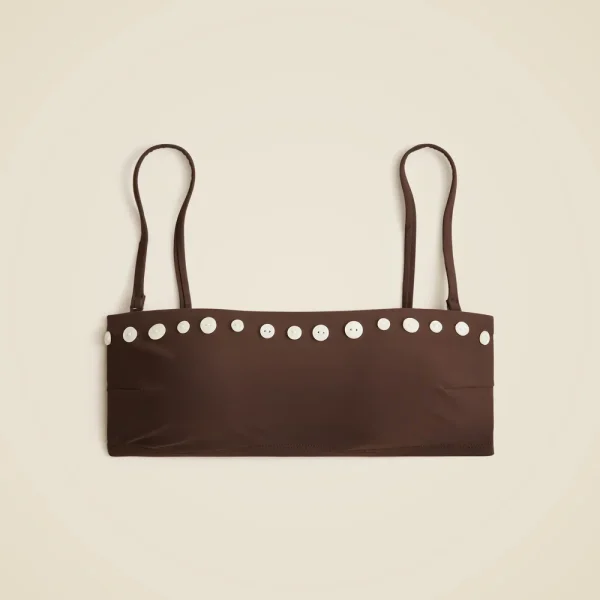 Button-trim bandeau bikini top