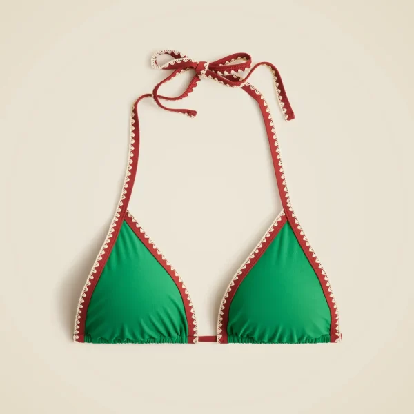 Crochet-trim string bikini top