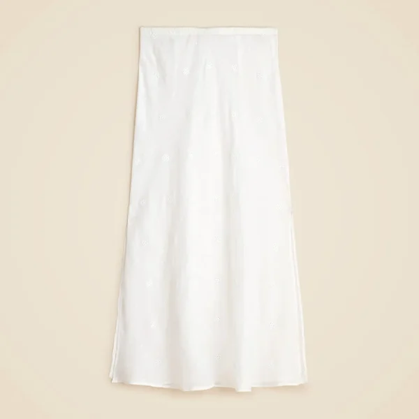 Eyelet slip skirt in ramie