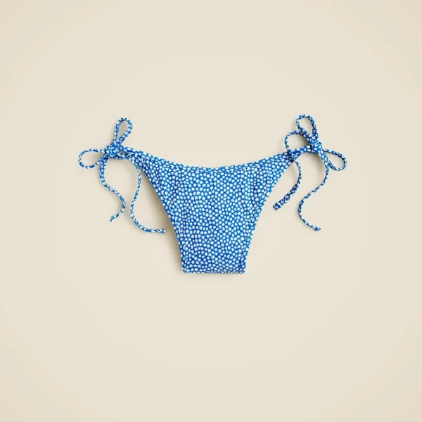 String bikini bottom in floral-stripe print
