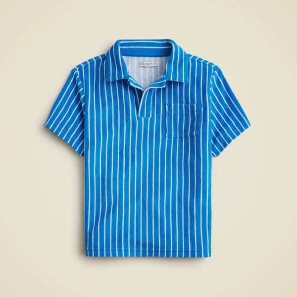 Kids’ short-sleeve johnny-collar shirt in towel terry