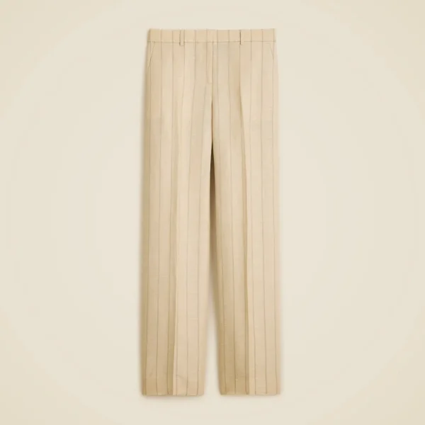 Wide-leg trouser in striped linen blend