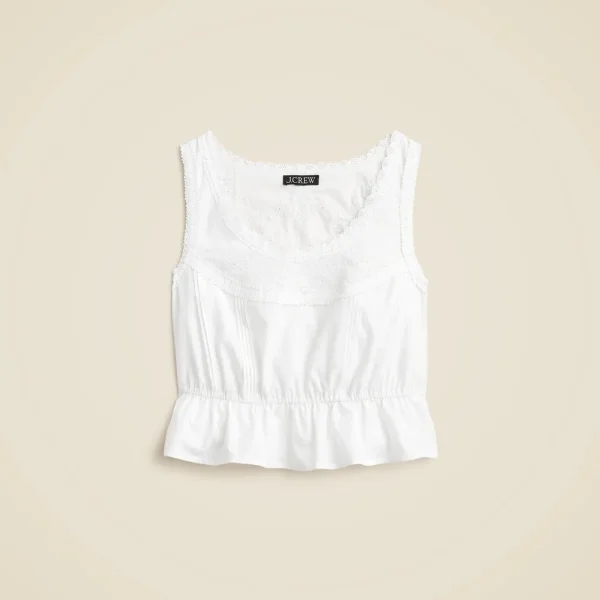 Flutter-hem tank in cotton poplin