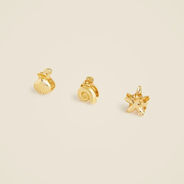 Metallic nautical claw clips three-pack