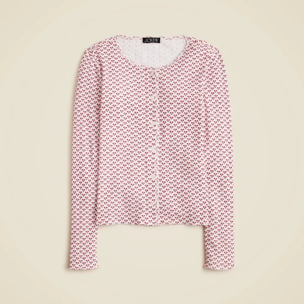 Pointelle cardigan in ditsy floral