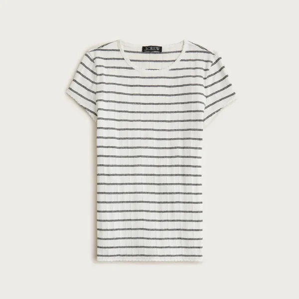 Pointelle short-sleeve T-shirt in stripe