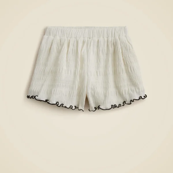 Girls’ smocked lettuce-edge short in crinkled jersey