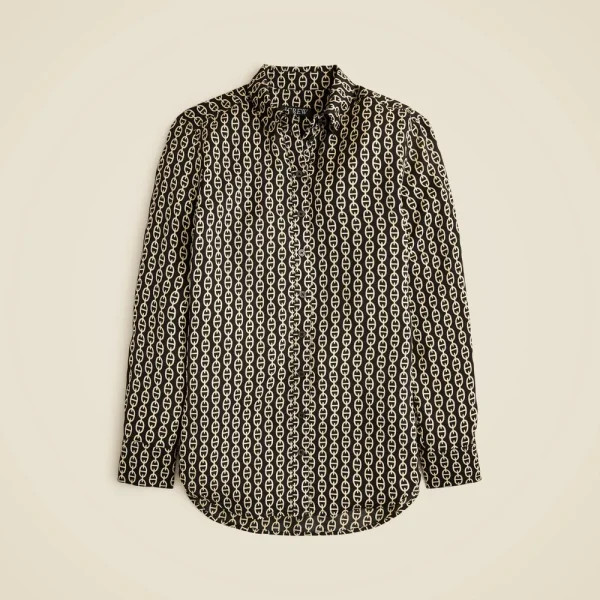 Drapey button-up shirt in chain-print viscose twill