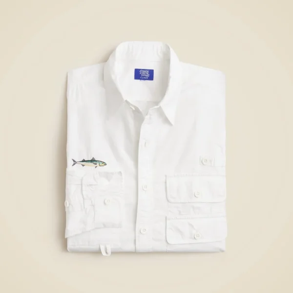Atlantic Coastal Supplies X J.Crew cotton poplin fishing shirt