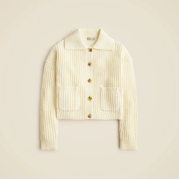 Collared crewneck cardigan