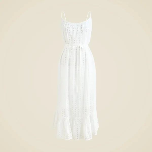 Oval eyelet midi dress