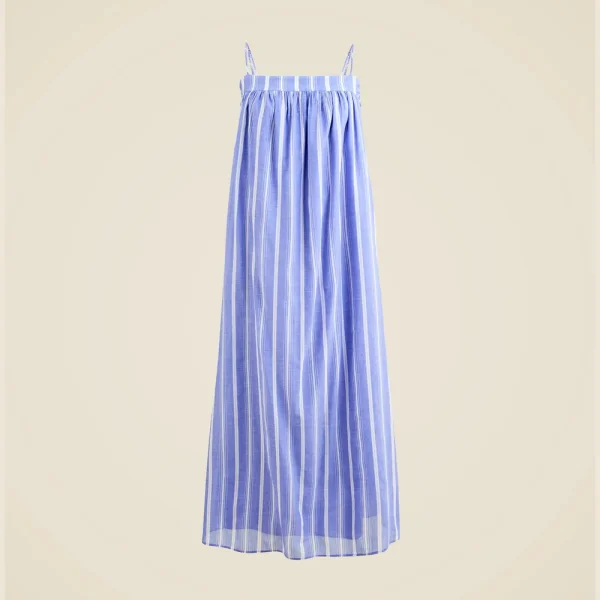 Floaty midi dress in striped cotton voile