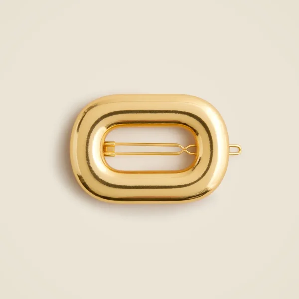 Dimensional oval metallic hair clip