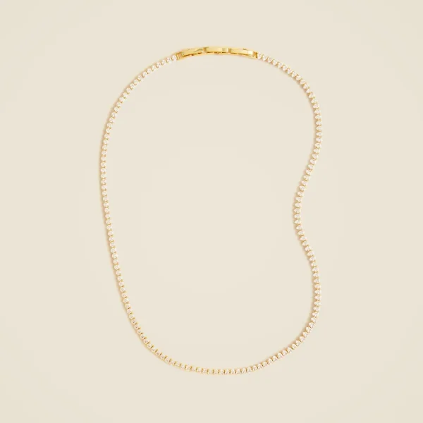 Teardrop cubic zirconia bezel-set tennis necklace