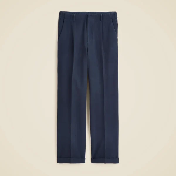 Relaxed-fit suit pant in garment-dyed Italian cotton twill
