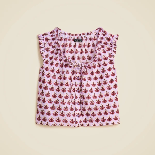 Ruffle-trim button-up top