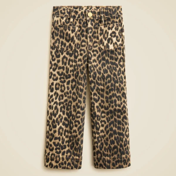 Girls’ sailor denim trouser in leopard print