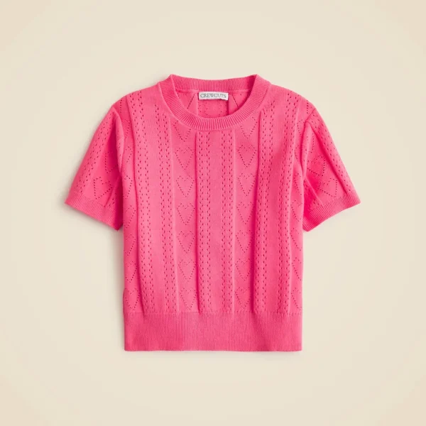 Girls’ heart pointelle sweater-tee