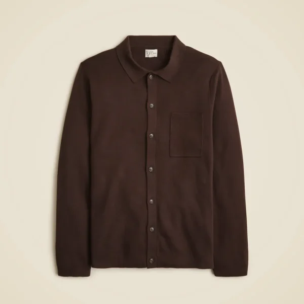 Milano-stitch polo cardigan sweater