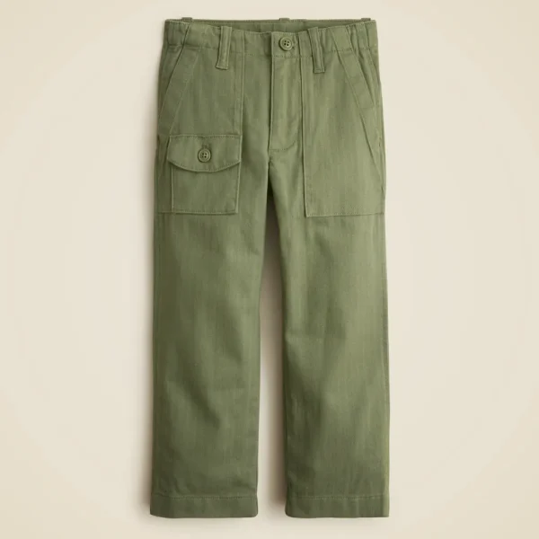 Kids’ garment-dyed cargo pant in stretch herringbone