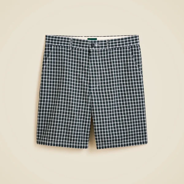 9″ relaxed cotton short in seersucker plaid