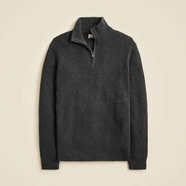 Heritage cotton ribbed quarter-zip sweater
