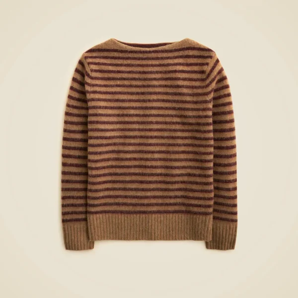 Brushed wool boatneck sweater in stripe