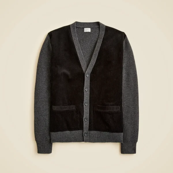 Merino lambswool cardigan with corduroy