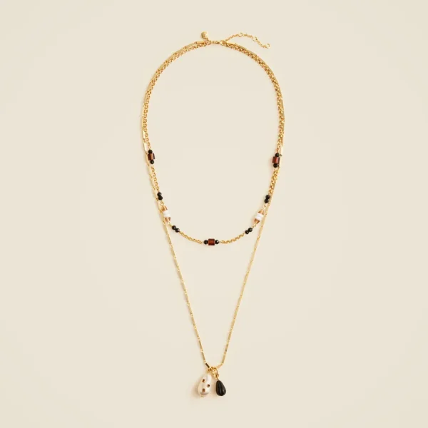 Layered charm necklaces set
