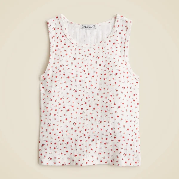 Girls’ pointelle-knit tank top in floral
