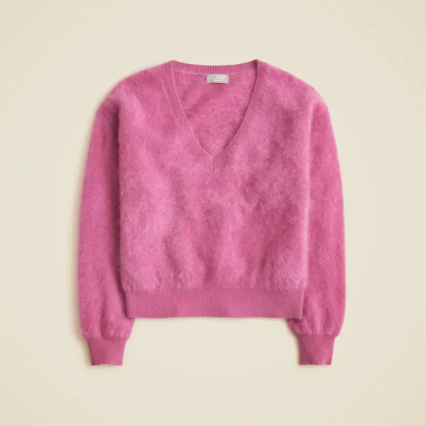Brushed cashmere V-neck sweater