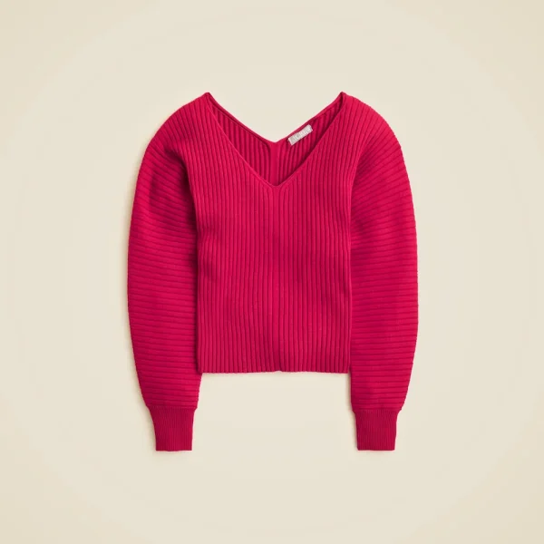 Ribbed double V-neck sweater