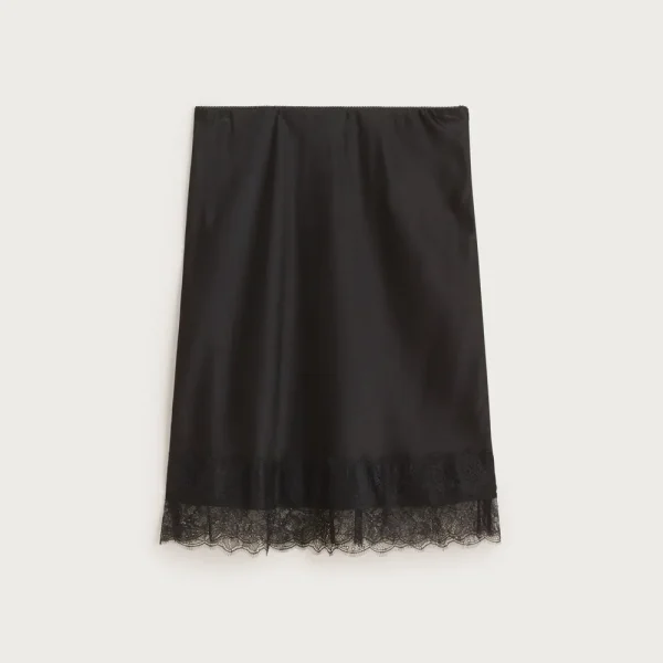 Gwen lace-trim slip skirt in luster charmeuse