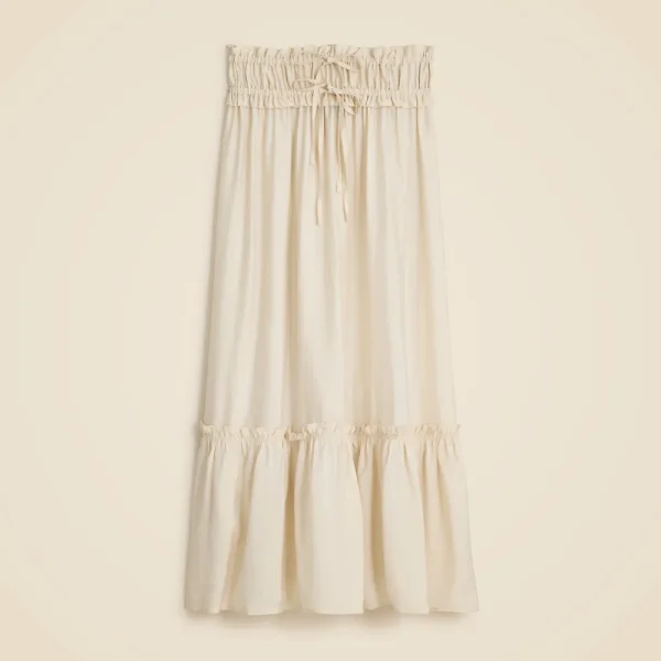 Smocked-waist midi skirt