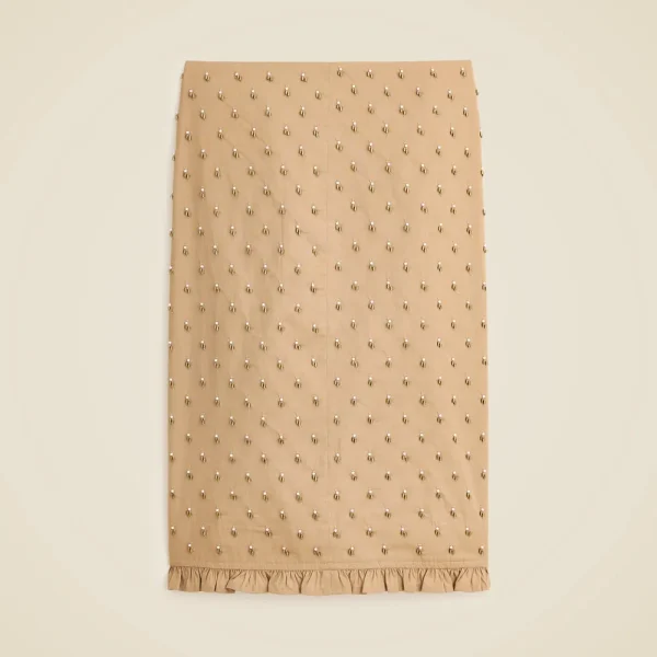 Collection embellished ruffle-trim pencil midi skirt in chino