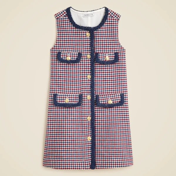 Girls’ pinafore dress in houndstooth