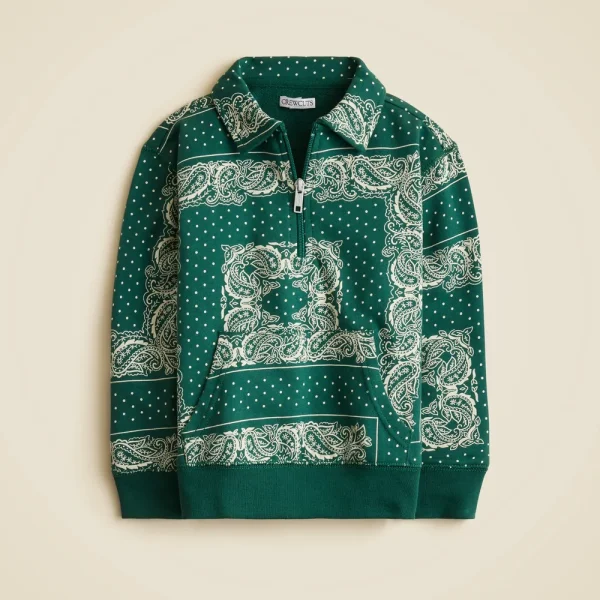 Kids’ quarter-zip pullover in terry