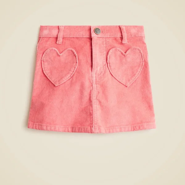 Girls’ heart-pocket corduroy skirt