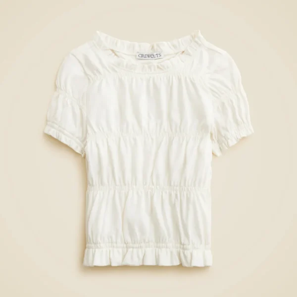 Girls’ smocked T-shirt in broken-in-jersey