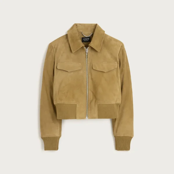 Collection cropped flight jacket in leather