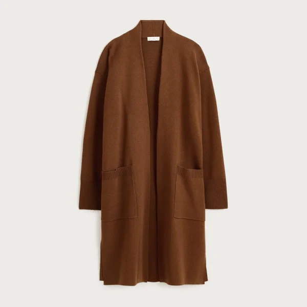 Long sweater blazer with side slits