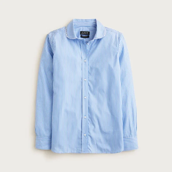 Jules club-collar shirt in striped cotton poplin