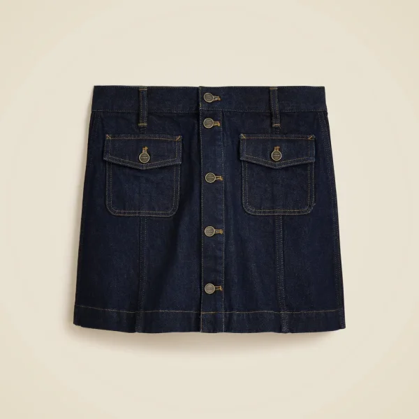 Patch-pocket denim mini skirt in Rinse wash